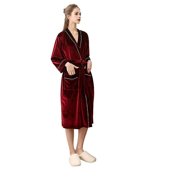 Seductiva Clothing Womens Robe Lightweight Women's Shawl Collar Bathrobe Plush Long Spa Robe Bathrobe Soft Ladies Sleepwear