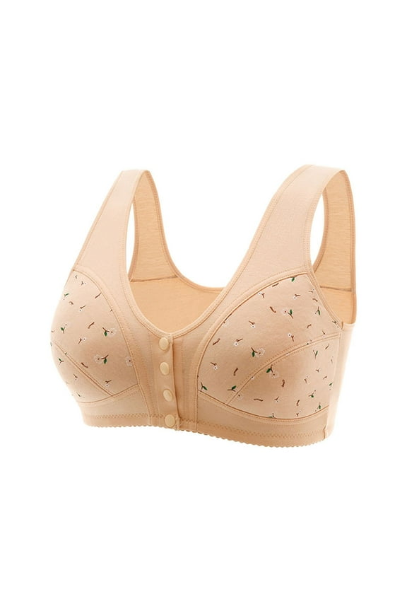 Clothing Womens Seamless Wireless Supportive Bra Comfortable Bra for Seniors 2023 New Comfortable Front Closure Button Bra Cotton Bras for Older Women Full Coverage T-Shirt Bra