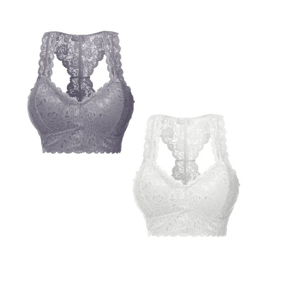 Seductiva Womens Seamless Wireless Supportive Bra Women Plus Size Vest Crop Wire Bra Lingerie Sexy V Neck Underwear Lingerie S 3XL Pack of 2 Full Coverage T-Shirt Bra