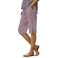 thumbnail image 1 of Seductiva Clothing Womens Workout Shorts Women's Fashionable Casual Buttons with Pockets Cotton and Linen Loose Shorts Striped Cotton and Linen Pants, 1 of 5