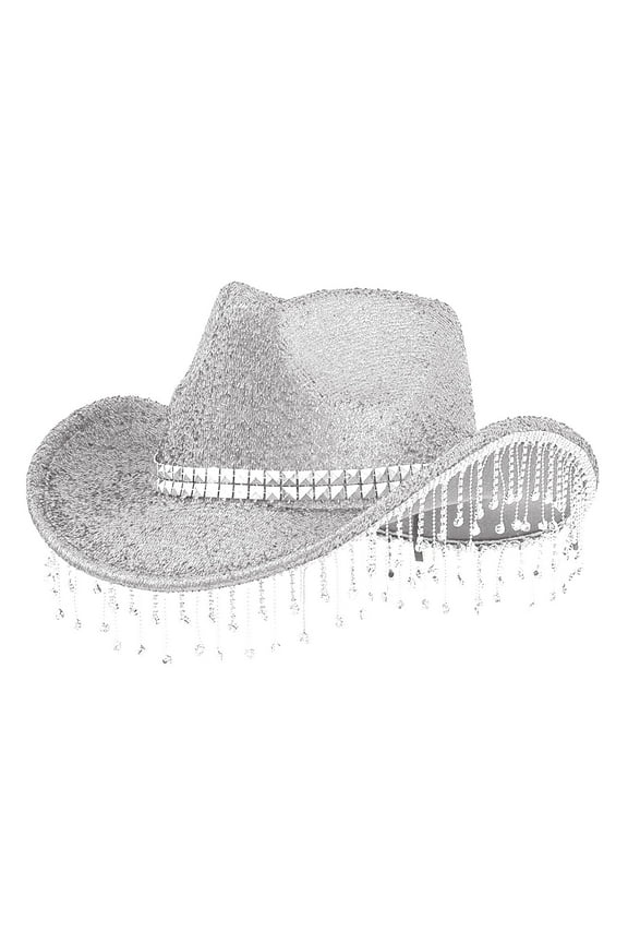 Seductiva Cowboy Men's and Women's Hats with Sequins and Pendants Tassels Fashionable Cowboy Hats Music and Dance Elegant Hats