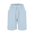 thumbnail image 1 of Seductiva Summer Shorts for Women Womens Casual Solid Side Pockets Pants Shorts Elastic Waist Pockets Daily Mid Long Shorts, 1 of 3
