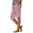 thumbnail image 1 of Seductiva Clothing Women's Original Shorts Women's Fashionable Casual Buttons with Pockets Cotton and Linen Loose Shorts Striped Cotton and Linen Pants, 1 of 5