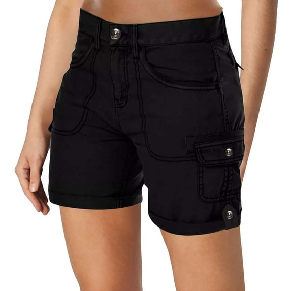 Seductiva Clothing Women's Casual Shorts Women's Fashionable and Casual Retro Outdoor High Waist Solid Color Pocket Pants