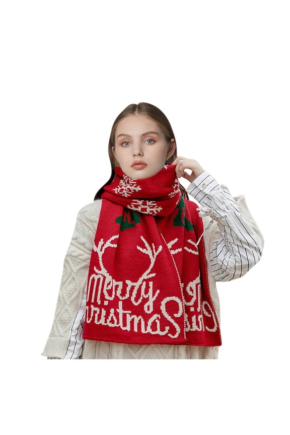 Seductiva Fall Scarf for Women, Soft Classic Feel Winter Scarf Christmas Red Scarf Warm And Thick Cute Knitted Woolen Fawn Scarf Winter Holiday Scarves