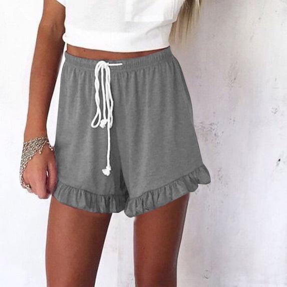Seductiva Gray Summer Clothing Women's Casual Shorts Womens Lightweight Shorts Casual Baggy Trendy Short Pants Elastic Waist Drawstring Comfy Shorts