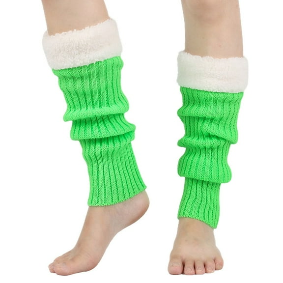 Seductiva Leg Warmers for Women Winter Christmas Leg Warmers with Fuzzy Fur Cuffs for Dance Christmas Cosplay Party Mint Green