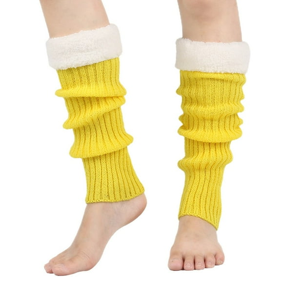 Seductiva Leg Warmers for Women Winter Christmas Leg Warmers with Fuzzy Fur Cuffs for Dance Christmas Cosplay Party Yellow