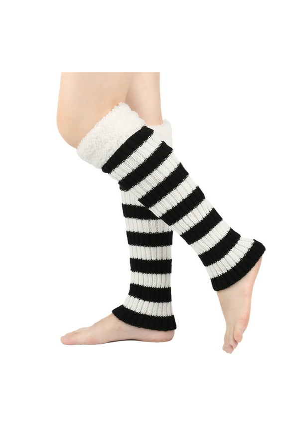 Seductiva Leg Warmers for Women Winter Christmas Leg Warmers with Fuzzy Fur Cuffs for Dance Christmas Party Black