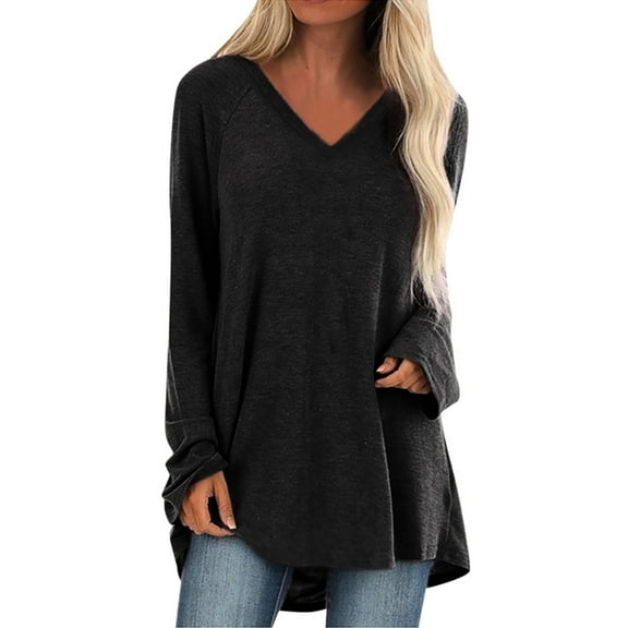 Seductiva Long Sleeve T Shirts for Women Fashion Plus Size V Neck Long Sleeve T Shirt Blouse Tops Features: Business Casual Beach Vacation Workout Summer Casual Tee Tops