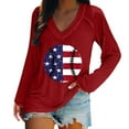 thumbnail image 1 of Seductiva Long Sleeve T Shirts for Women's Fashionable and Casual V Neck Retro Printed Long Sleeve Top T Shirt Business Casual Beach Vacation Workout Casual Tops, 1 of 5