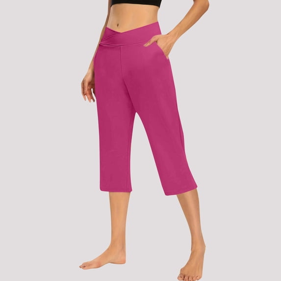 Seductiva Pink Womens Yoga Sweatpants Women's High Waisted Cutout Leggings - Yoga Cropped Pants with Comfortable Elastic Waist | Lightweight Soft Lounge Pajama Pants for Casual & Daily Wear