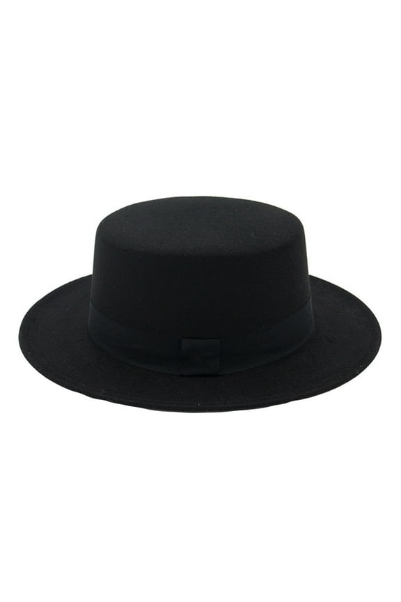 Seductiva Unisex Sun Hat Womens Wide Brim Felt Flat Top Fedora Hat Party Trilby Hats Cap Summer Beach Sun Hat 1PC