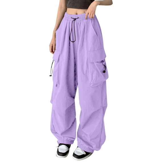 Seductiva Today Clothing Casual Pants for Women Women's Baggy Wide Leg Trousers Hop Y2K Streetwear Leisure Trousers Jogging Bottoms with Elastic Oversized Vintage 90S Pants