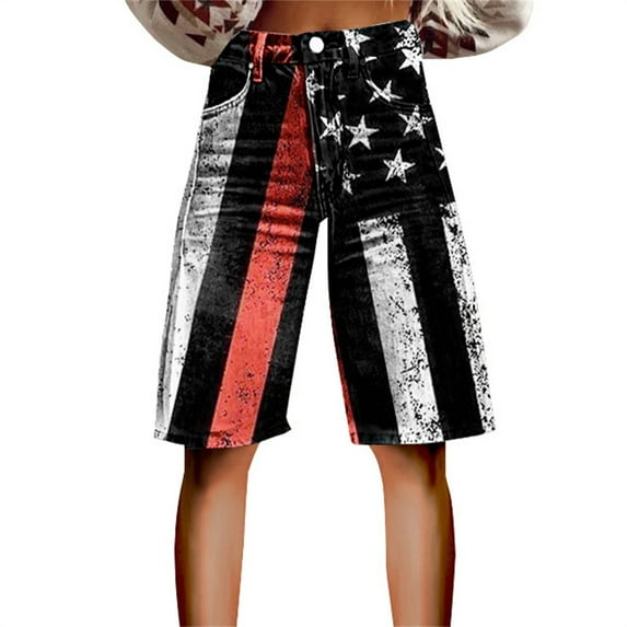 Seductiva Today Clothing Women's Original Shorts Independence Day Denim Shorts for Women â High Waisted Comfortable & Stylish for Summer Bbqs and Outdoor Activities