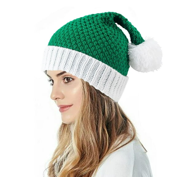 Seductiva Santa Hat for Women and Me Christmas Bomber Hats Christmas Winter Hat Warm Chunky Cable Knit Hats Soft Thick Cute Knitted Cap For Cold Weather One Size