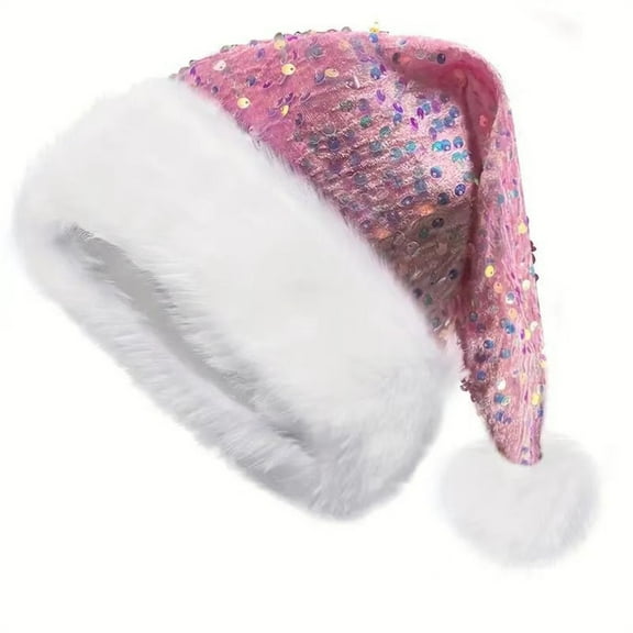 Seductiva Santa Hats Christmas Hats Christmas Berets Christmas Hat Personalized Sequin Santa Hat Halloween&New Year Festive Christmas Headwear One Size