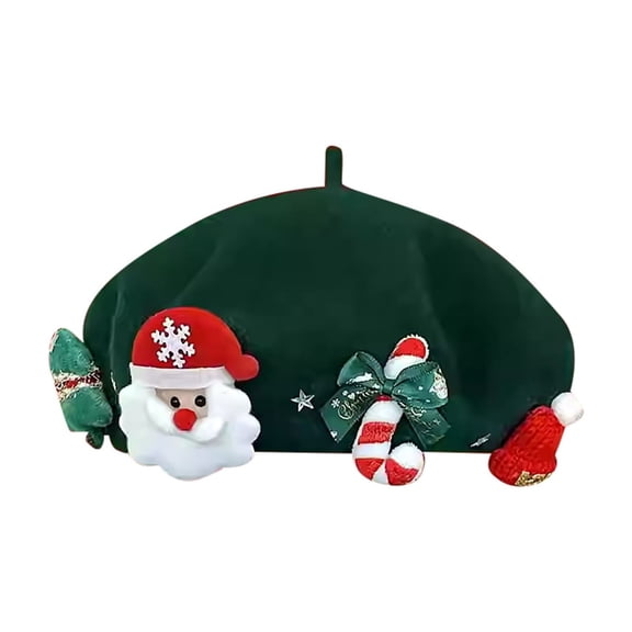 Seductiva Santa Hats Christmas Hats Christmas Berets Women's Fashion Cute Christmas Beret Cap With Decoration Shiny Artist Hats M