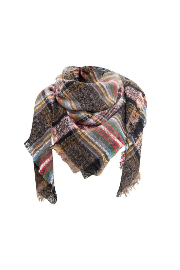 Under $5 Women's Fall Winter Scarf Classic Tassel Plaid Tartan Warm Soft Chunky Large Blanket Wrap Shawl Scarves