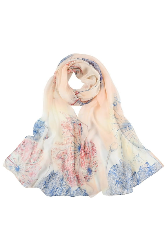 Seductiva Scarf Women's Retro Colorful Printed Scarf Simple Cotton and Linen Warm Shawl Headscarf Scarf