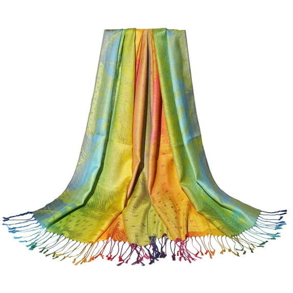 Seductiva Scarf Womens Jacquard Cotton Scarf Colorful Ethnic Style Shawl Tassel Scarf