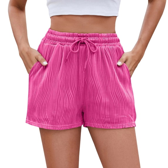 Seductiva Shorts for Women Women's 2025 Spring and Summer New Women's Solid Color Drawstring Pocket Fashion Casual Shorts Ready Made Shorts Summer Shorts for Women