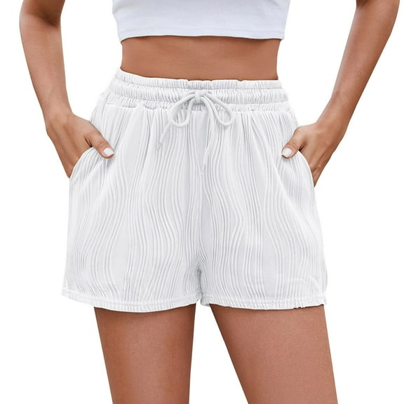 Seductiva Shorts for Women Women's 2025 Spring and Summer New Women's Solid Color Drawstring Pocket Fashion Casual Shorts Ready Made Shorts Summer Shorts for Women