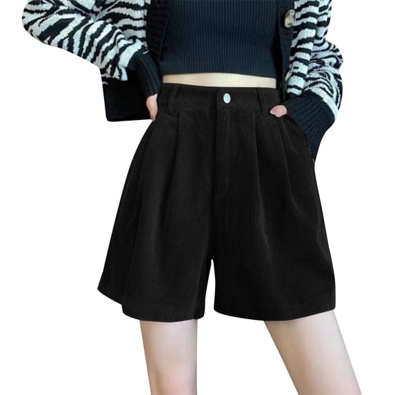 Seductiva Shorts for Women Women's Corduroy A Line Short Pants and Winter 2023 Style Loose and Wide Leg Pants Suitable for Wearing with Boots Casual Outer Pants Trendy. Summer Shorts for Women 1PC