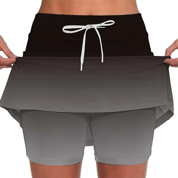 Seductiva Shorts for Women Women's Fashionable Casual Sports Casual Skirt with Pocket Drawstring Solid Color Mid Waist Skirt Pants Summer Shorts for Women