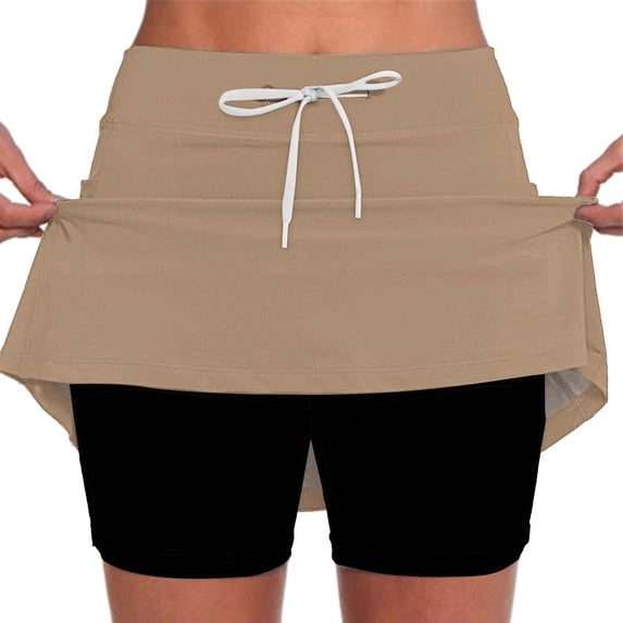 Seductiva Shorts for Women Women's Fashionable Casual Sports Casual Skirt with Pocket Drawstring Solid Color Mid Waist Skirt Pants Summer Shorts for Women
