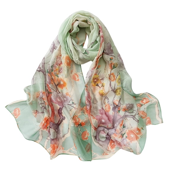 Seductiva Silk Scarves Scarfs for Women Lightweight Print Floral Pattern Scarf Shawl Fashion Scarves Sunscreen Shawls and Wraps for Spring Sheer Chiffon Women