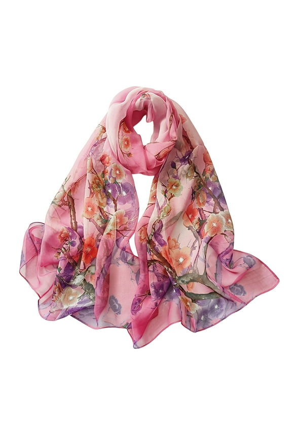 Seductiva Silk Scarves Scarfs for Women Lightweight Print Floral Pattern Scarf Shawl Fashion Scarves Sunscreen Shawls and Wraps for Spring Sheer Chiffon Women