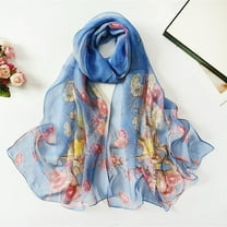 Seductiva Silk Scarves Scarfs for Women Lightweight Print Floral Pattern Scarf Shawl Fashion Scarves Sunscreen Shawls and Wraps for Spring Sheer Chiffon Women