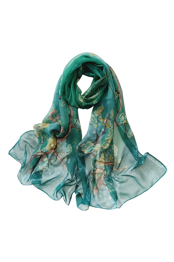 Seductiva Silk Scarves Scarfs for Women Lightweight Print Floral Pattern Scarf Shawl Fashion Scarves Sunscreen Shawls and Wraps for Spring Sheer Chiffon Women