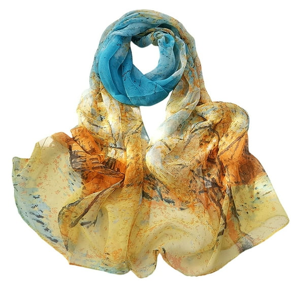 Seductiva Silk Scarves Women's Summer Sunscreen Scarf Beach Scarf Long Thin Scarf Sheer Chiffon Women
