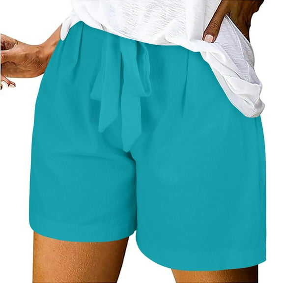 Seductiva Spring Womens Workout Shorts Women's Linen Wide Leg Pants Casual Loose High Waist Beach Haren Pants Pockets