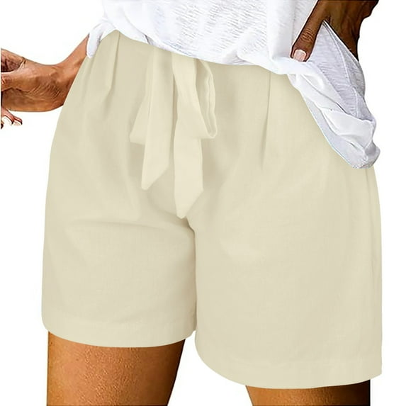 Seductiva Spring Womens Workout Shorts Women's Linen Wide Leg Pants Casual Loose High Waist Beach Haren Pants Pockets