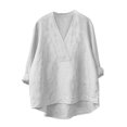 thumbnail image 1 of Seductiva Spring Tops Women's Long Sleeve Shirts Workout Cotton Linen Shirts for Women V Neck Long Sleeve Tops Summer Trendy Blouses Casual Loose Tunic Tops Breathable & Easy Care Fabric Basic Tees, 1 of 4