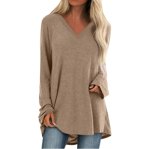 Seductiva Spring Tops Women's Long Sleeve Shirts Workout Women Fashion Plus Size V Neck Long Sleeve T Shirt Blouse Tops Features: Breathable & Easy Care Fabric Summer Casual Tee Tops