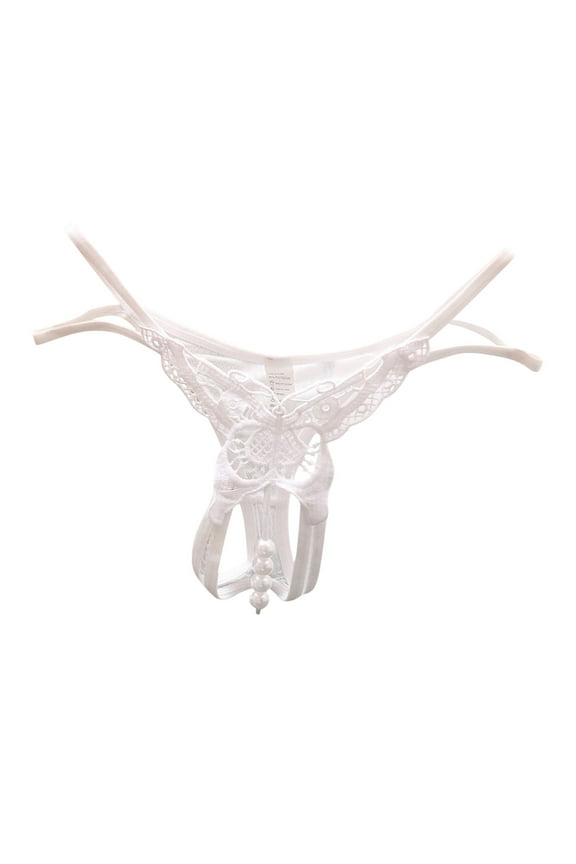 Women Clothing Panties for Women Women Embroidered Hollow Butterfly Low Waist Underpants Open Cut Pearl Massage Thong Soft Briefs