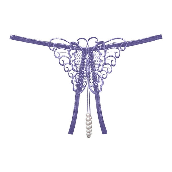 Seductiva Women Clearance Women's Cotton Bikini Brief Underwear Fashion Women Underwear Cutout Pendant Pearl Beads Butterfly G String Thong Underpants Soft Briefs