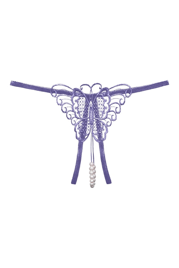 Seductiva Women Clearance Women's Cotton Bikini Brief Underwear Fashion Women Underwear Cutout Pendant Pearl Beads Butterfly G String Thong Underpants Soft Briefs