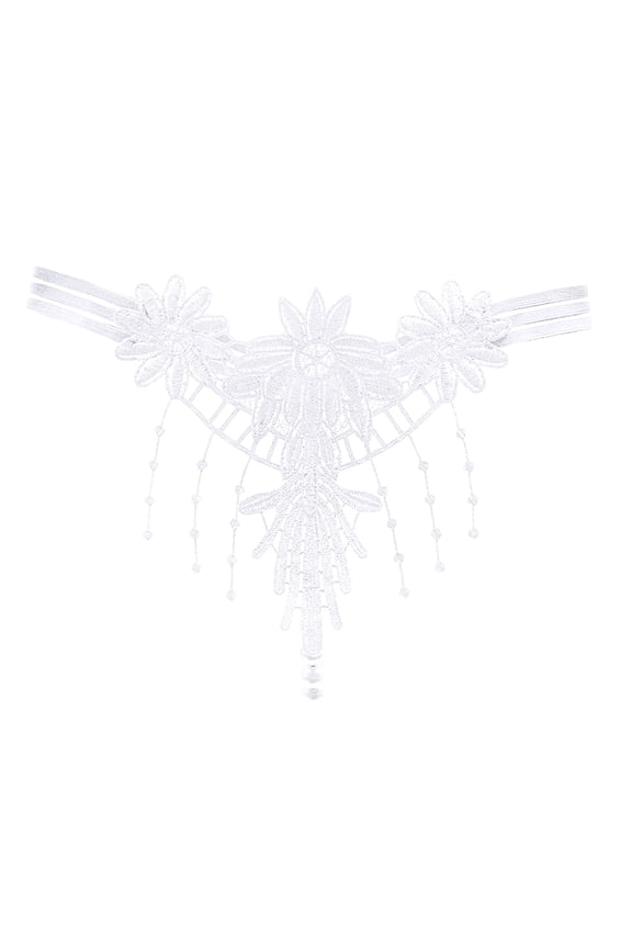 Women Clothing Women's Cotton Bikini Panties Panties Light Tassel Thong Women Embroidery Can Play Beaded Open Crotch Panties Breathable Thong