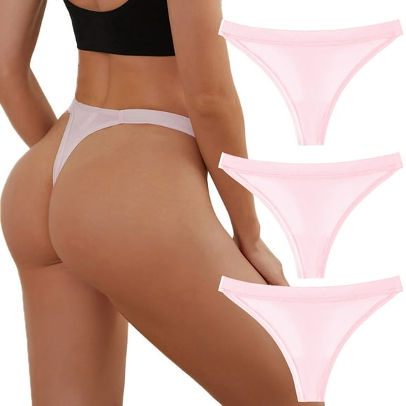 Seductiva Women Women's Cotton Bikini Panties Underpants Patchwork Color Underwear Panties Bikini Solid Womens Briefs Knickers Christmas Gift 3 Pieces Breathable Thong