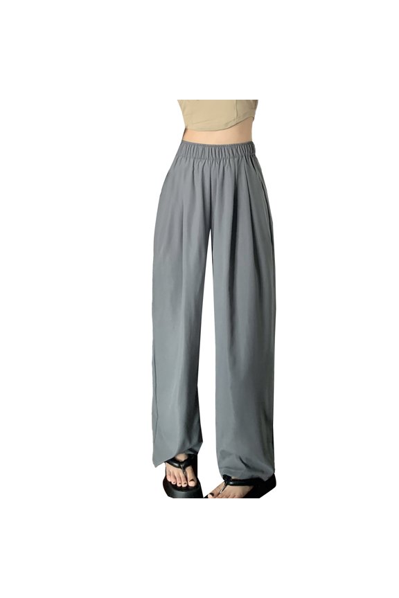 Seductiva Women Flowy Pants Cotton Wide Leg Pants Women Summer Thin High Waist Hanging Casual Day Lazy Sense Pants Straight Pants with Pockets Beach Pants Loose Fit