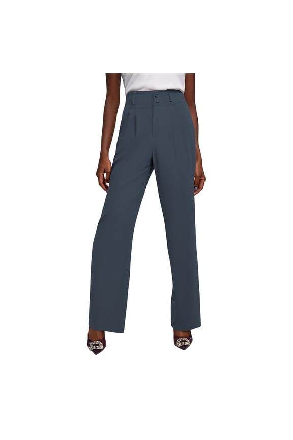 Seductiva Women Flowy Pants Women High Waist Casual Wide Leg Long Palazzo Pants Button Down Loose Business Work Trousers with Pockets Beach Pants Loose Fit