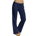 thumbnail image 1 of Seductiva Women Flowy Pants Women's Corduroy Pants Summer Wide Leg Pants Solid Casual Linen Drawstring Cropped Pants with Pockets Beach Pants Loose Fit, 1 of 5