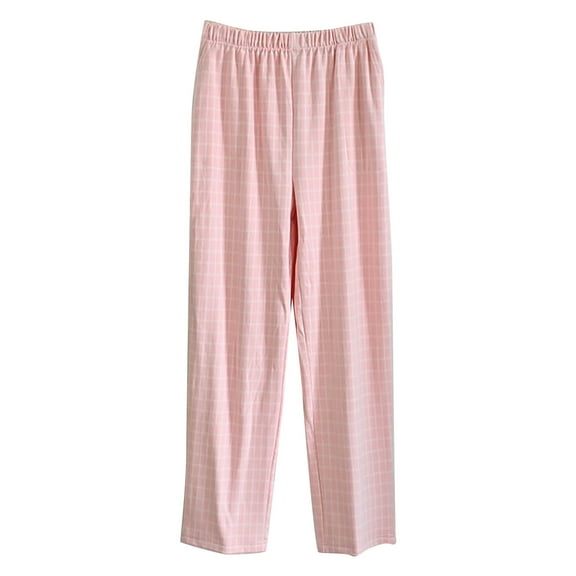 Seductiva Women Flowy Pants Womens Matching Pajamas Pants Matching Pajamas for Women Elegant Plaid Straight Leg Matching Pajamas 2024 Beach Pants Loose Fit