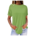 thumbnail image 1 of Seductiva Women Long Sleeve Tops Shirts Women Women's Pure Color Fashionable Casual Round Neck Short Sleeve Top Casual Collared Blouses Loose Fit Summer Tops, 1 of 5