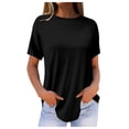 thumbnail image 1 of Seductiva Women Long Sleeve Tops Shirts Women Women's Pure Color Fashionable Casual Round Neck Short Sleeve Top Casual Collared Blouses Loose Fit Fashion Basic Tees, 1 of 5